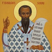 Den helige Basileios den Store i övre raden